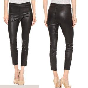 Vince Cropped Leather Leggings - Black